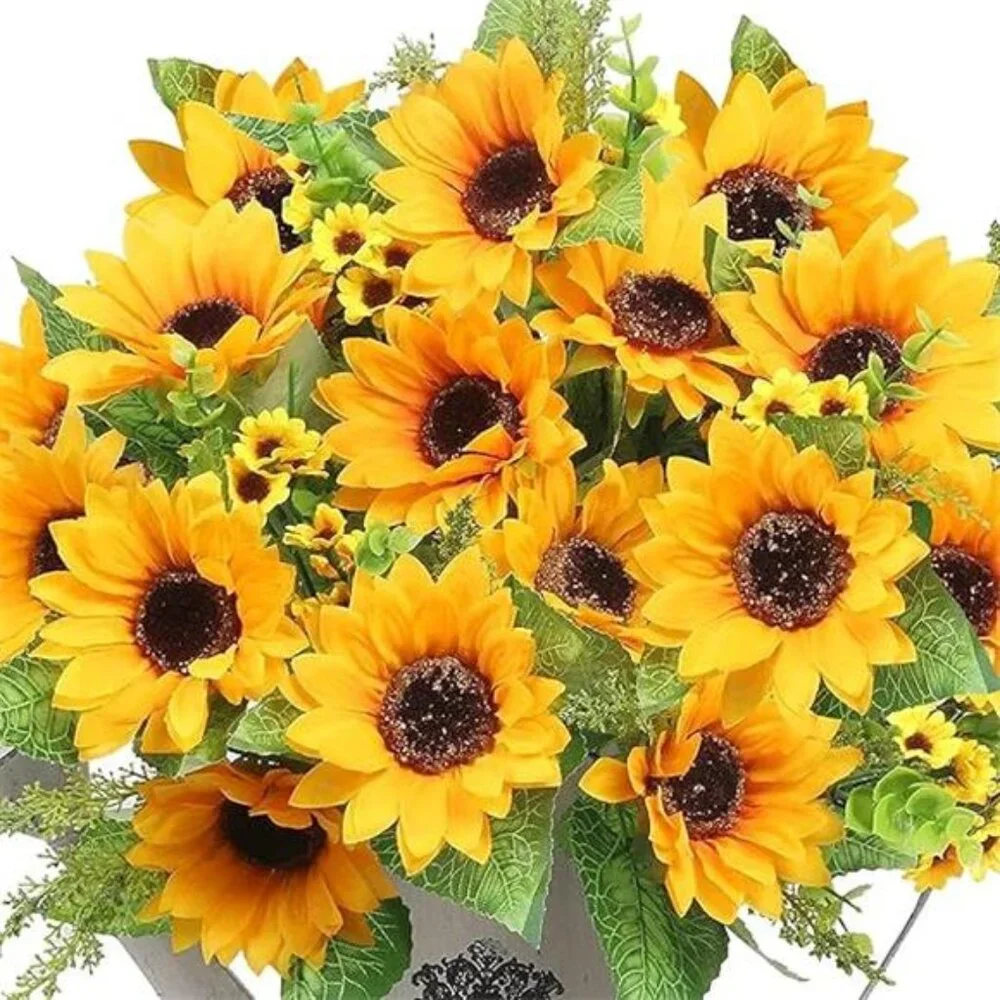 Artificial Sunflower Bouquets,2 Bunches Fake Flowers for Outdoors Baby Shower